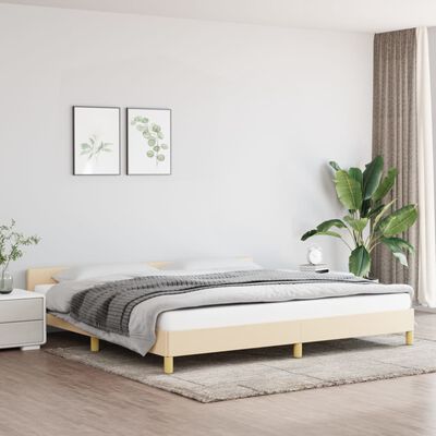 vidaXL Bedframe met hoofdeinde stof crèmekleurig 200x200 cm