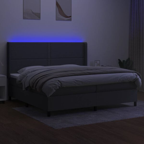 vidaXL Boxspring met matras en LED stof donkergrijs 200x200 cm