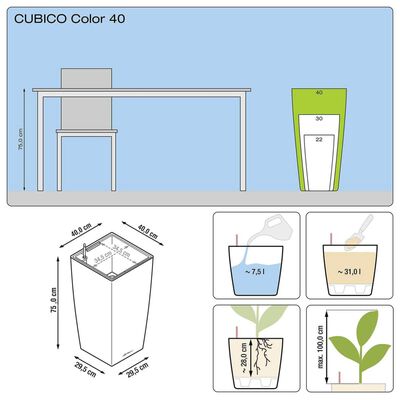 LECHUZA Plantenbak Cubico Color 40 ALL-IN-ONE wit 13150