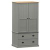 vidaXL Kledingkast VIGO 90x55x170 cm massief grenenhout grijs