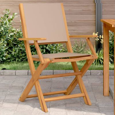 vidaXL Tuinstoelen 2 st massief acaciahout en stof taupe