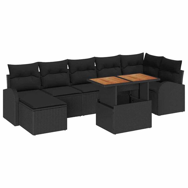 vidaXL Tuin Sofa Set met opslag 8 pcs Zwart Poly riet