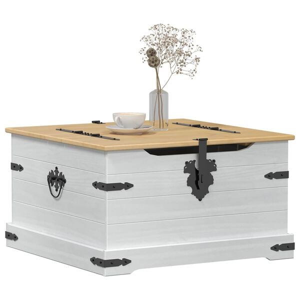 vidaXL storage box met plank Wit 78 x 78 x 45 cm Massief grenenhout