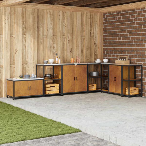 vidaXL Keukenopslag met plank met opslag Roestig 60 x 50 x 92 cm Staal