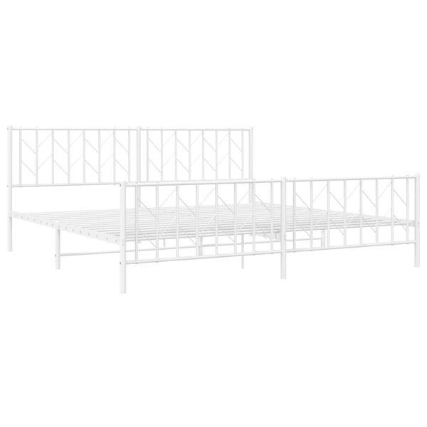 vidaXL Bedframe met hoofd- en voeteneinde metaal wit 200x200 cm