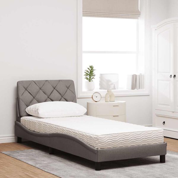 vidaXL Bed met matras stof taupe 90x190 cm