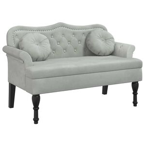 vidaXL Bank met kussens lichtgrijs 120,5x65x75 cm fluweel