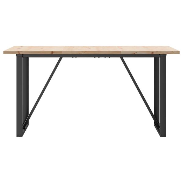 vidaXL Eettafel O-frame 140x80x75,5 cm massief grenenhout en staal