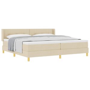 vidaXL Boxspringbed met matras Cr&egrave;me 200 x 200 cm Polyester