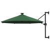 vidaXL Wandparasol met LED's 300 cm groen