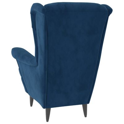 vidaXL Fauteuil met voetenbank fluweel blauw