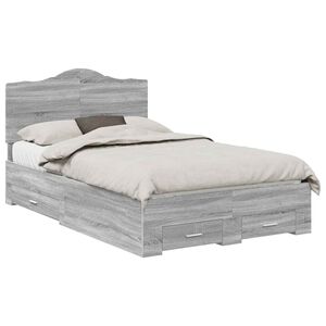 vidaXL Bedframe met hoofdeinde Grijs Sonoma 120 x 190 cm Bewerkt hout