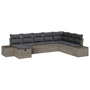 vidaXL Tuin Sofa Set met kussen 8 pcs Grijs Poly riet