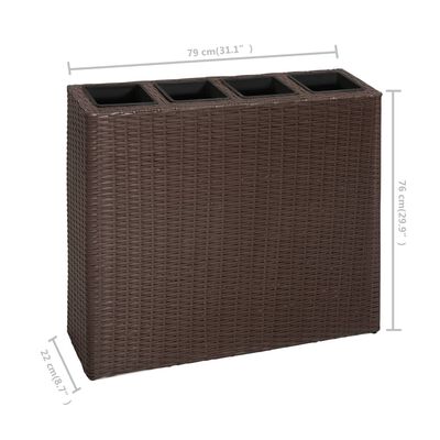 vidaXL Plantenbak verhoogd met 4 potten 2 st poly rattan bruin