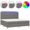 vidaXL Boxspring met matras en LED stof donkergrijs 200x200 cm
