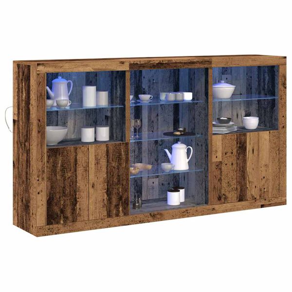vidaXL LED Sideboard Oudhout 181,5 x 37 x 100 cm Bewerkt hout