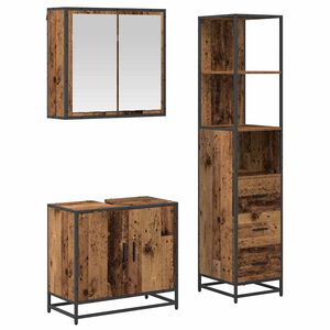 vidaXL Badkamermeubelset met lade 3 pcs Oud Hout Bewerkt hout