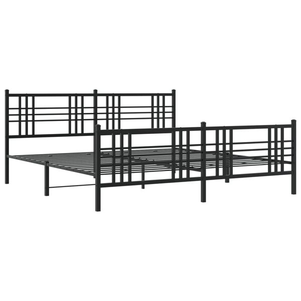 vidaXL Bedframe met hoofd- en voeteneinde metaal zwart 183x213 cm