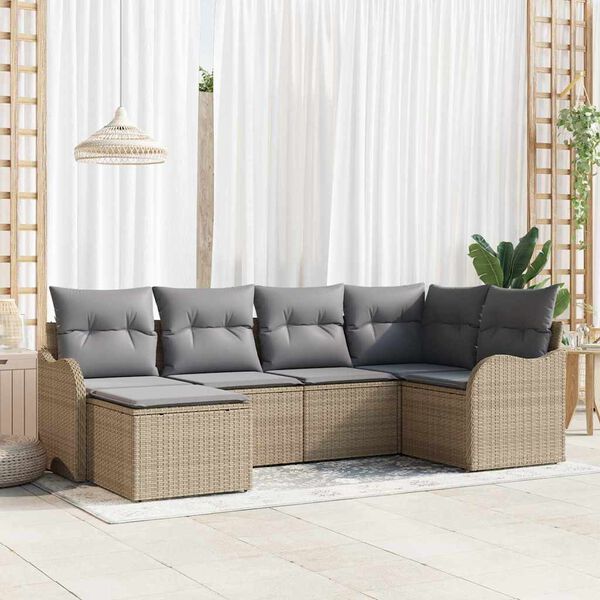 vidaXL Tuin Sofa Set Beige poly rattan