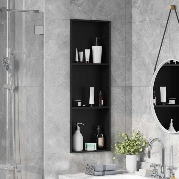 vidaXL Douche Niche Zwart 90 x 30 x 9,5 cm Roestvrij staal