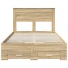 vidaXL Bedframe met hoofdeinde Sonoma Eiken 135 x 190 cm Bewerkt hout