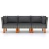 vidaXL Tuinbank 3-zits met kussens poly rattan grijs