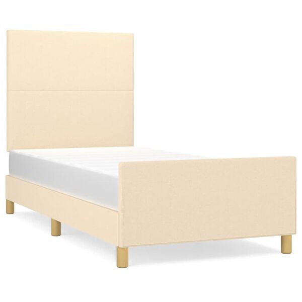 vidaXL Bedframe zonder matras 90x200 cm stof cr&egrave;mekleurig