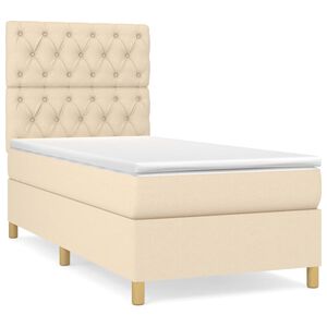 vidaXL Boxspring met matras stof cr&egrave;mekleurig 80x200 cm
