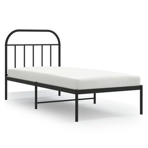 vidaXL Bedframe met hoofdbord metaal zwart 80x200 cm