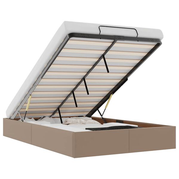 vidaXL Bedframe zonder matras 120x190 cm kunstleer cappuccinokleurig