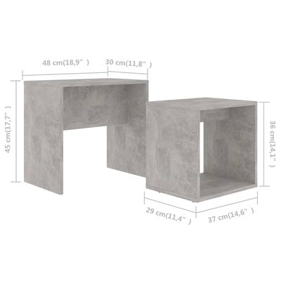 vidaXL Salontafelset 48x30x45 cm spaanplaat betongrijs
