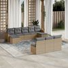 vidaXL 10-delige Loungeset met kussens poly rattan gemengd beige