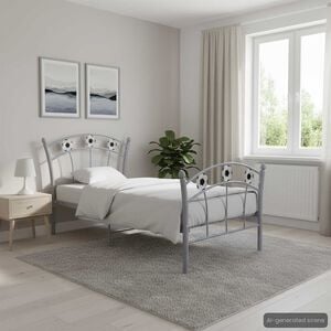 vidaXL Bedframe met voetbaldesign metaal grijs 90x200 cm