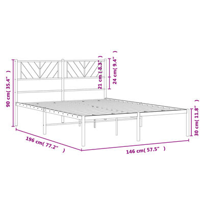 vidaXL Bedframe met hoofdbord metaal wit 140x190 cm