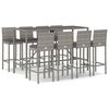 vidaXL 9-delige Tuinbarset met kussens poly rattan grijs