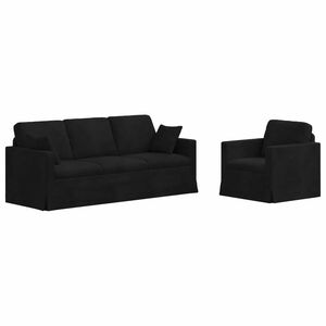 vidaXL Bankstel 2 pcs Zwart 198 x 78 x 80 cm Fluweel