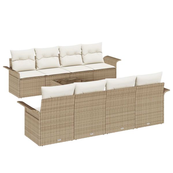vidaXL Tuin Sofa Set 9 pcs Beige Poly riet