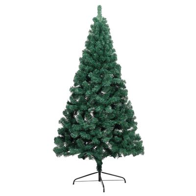 vidaXL Kunstkerstboom met verlichting half standaard 240 cm PVC groen