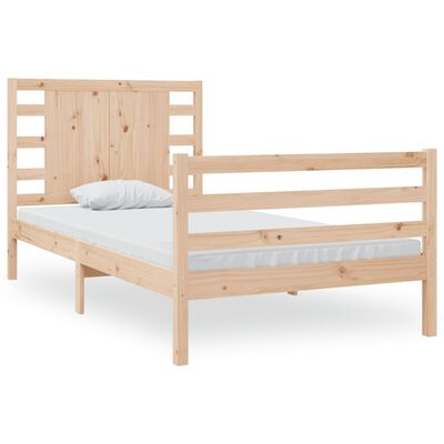 vidaXL Bedframe massief grenenhout zwart 75x190 cm