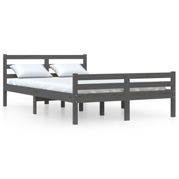 vidaXL Bedframe massief hout grijs 140x200 cm