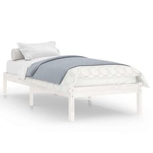 vidaXL Bedframe massief hout wit 75x190 cm