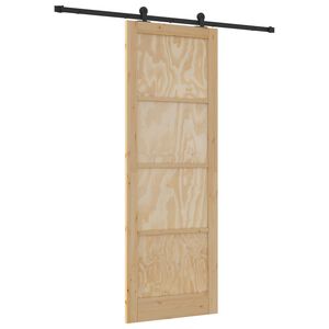 vidaXL Schuifdeur Naturel en Zwart 83 x 232 cm Massief grenenhout