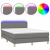 vidaXL Boxspring met matras en LED stof donkergrijs 140x200 cm