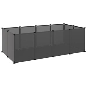 vidaXL Dierenhok klein 144x74x46,5 cm polypropeen en staal zwart
