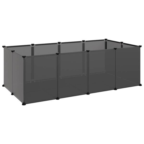 vidaXL Dierenhok klein 144x74x46,5 cm polypropeen en staal zwart