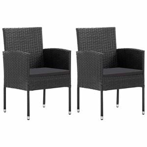vidaXL Tuinstoelen 2 st met zwarte kussens poly rattan zwart