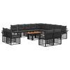 vidaXL Tuinbankenset 14 st Zwart en Donkergrijs poly rattan