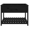 vidaXL Plantenbak met schap 111,5x111,5x81 cm massief grenenhout zwart