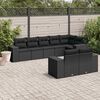 vidaXL 8-delige Loungeset met kussens poly rattan zwart