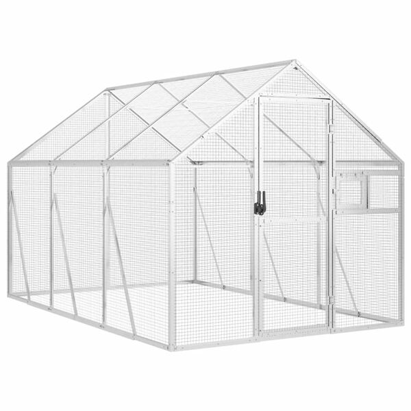 vidaXL Voli&egrave;re 1,79x3x1,85 m aluminium zilverkleurig
